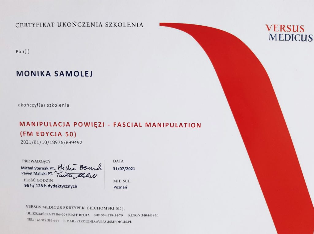 Certyfikat - manipulacja powięzi