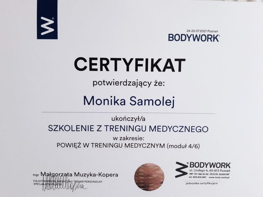Certyfikat z treningu w zakresie powięzi